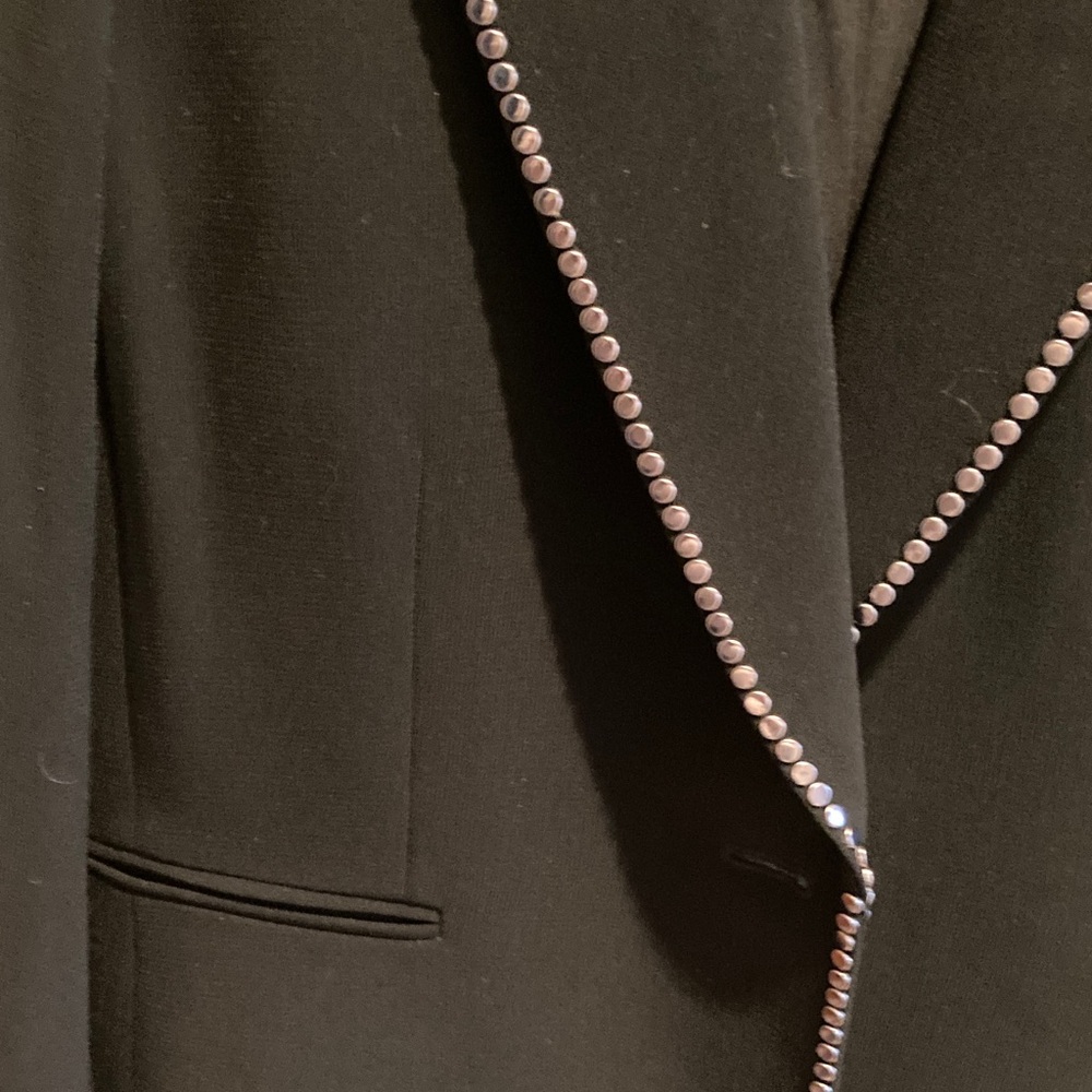 Tahari Black Blazer with silver studs trim - Picture 7 of 9